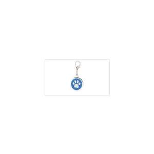 Адресник круглый лапка синий 25мм гравировка Пет Лайн для собак