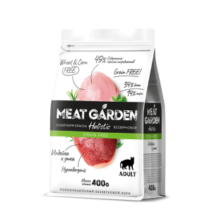 Мит Гарден/Meat Garden Беззерновой корм для кошек Индейка/Утка 400гр*20