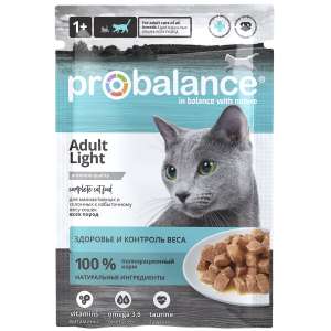 Пробаланс/Probalance Light пауч корм для кошек контроль веса 85гр*28