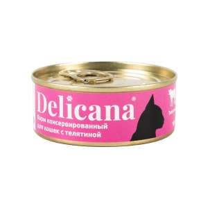 Деликана/Delicana конс. корм для кошек Телятина 100гр*24 для кошек