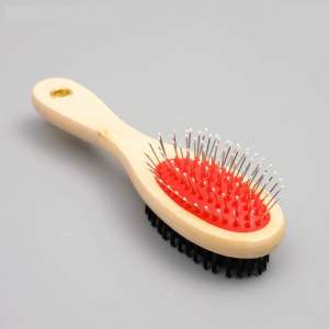 Расческа-щетка двусторонняя с деревянной ручкой 7*21см Пижон