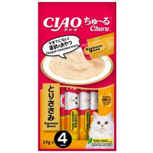 Инаба/INABA ЧАО ЧУРУ лакомство для кошек пюре парное филе курицы 14гр*4 