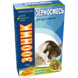 Зооник зерносмесь Премиум корм для крыс и мышей "Основной рацион" 400гр*14