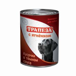 Трапеза конс корм для собак кусочки в темном соусе Ягненок 415гр*12