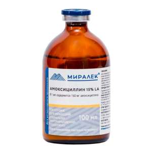 Амоксициллин 15% 100 мл LA Миралек (1р. в 48ч)