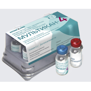 Мультикан - 4 1 доза *5 (чума плотоядных, аденовирус типа 2, парвовирусные и коронавирусны энтериты)