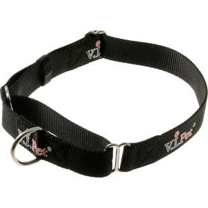 Ошейник-мартингал V.I.Pet 25мм ругелировка длины 40-60см черный Пет Лайн