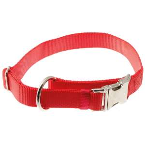 Ошейник с большим кольцом с регулировкой 25мм 40-60см металл фастекс красный Пет Лайн