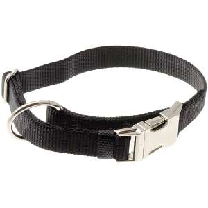 Ошейник с большим кольцом с регулировкой 20мм 32-45см металл фастекс черный Пет Лайн