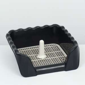 Туалет для собак с высокими бортами и сеткой 43*43*15см черный Пижон