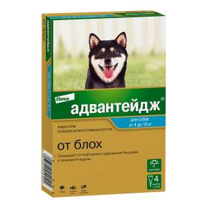 Адвантейдж для собак и щенков от 4-10кг, 1 пипетка*4 с 4 недель (от блох, вшей, власоедов)