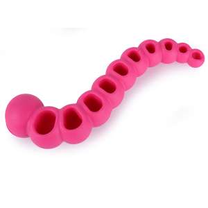 Игрушка для собак Гусеница 18.5х3см с отверстиями для корма, TPR, микс