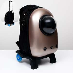 Переноска рюкзак с подставкой с телескопической ручкой и окном 32*26*53см Пижон