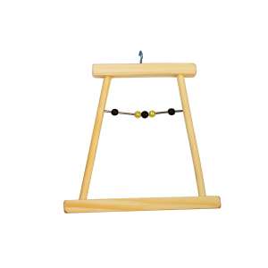 Игрушка для птиц Качели деревянные с бусами 12*0,8*11см