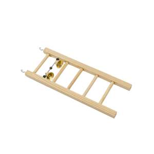 Игрушка для птиц Лесенка деревянная с бусами и колокольчиком 7,1*2*9,5см