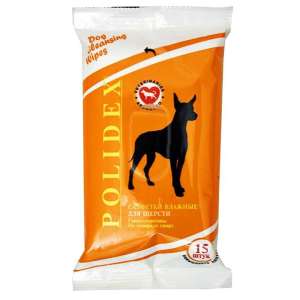 Салфетки влажные для ухода за шерстью 15шт Polidex*48