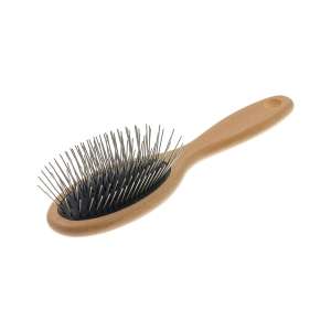 Щетка овальная одност. проф. на дерев. основ, супер мягкий корд (зуб 2,2см) черная Пет Лайн