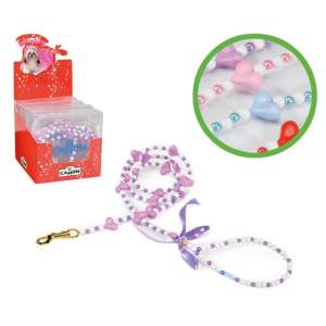 Поводок для собак бусы "Сердечки", цвета в ассортименте