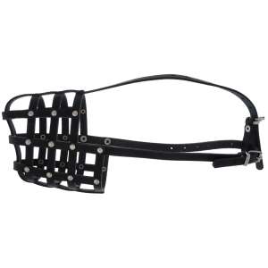 Намордник кож. черный (бладхаунд, кавказ.овчарка, ньюф, ризен, среднеазиат.овчарка ) 34см Аркон