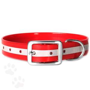 Ошейник биотановый со светоотражающей полосой 12мм 24-28см красный Каскад