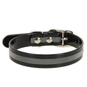 Ошейник биотановый со светоотражающей полосой 15мм 26-35см черный Каскад