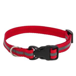 Ошейник нейлон светоотражающий с пряжкой-защелкой 15мм 33-40см красный Каскад снят с произ-ва