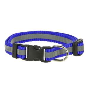 Ошейник нейлон светоотражающий с пряжкой-защелкой 15мм 33-40см синий Каскад снят с произ-ва