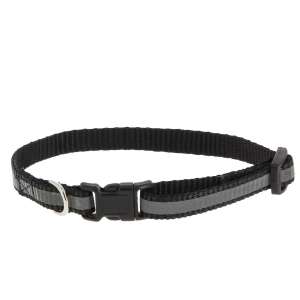 Ошейник нейлон светоотражающий с пряжкой-защелкой 15мм 33-40см черный Каскад