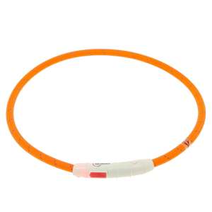 Ошейник светящийся с USB-зарядным устройством, оранжевый Каскад