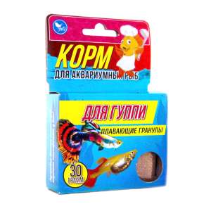 Аквакулинар корм для рыб семейства Гуппи повседневный коробка 30гр