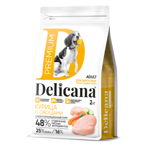 Деликана/Delicana корм для собак средних пород Курица с овощами 2кг*6