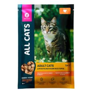 Олл Кэтс/All Cats пауч корм для кошек Тефтельки с индейкой в соусе 85гр*28