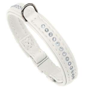 Ошейник Ферпласт LUX 31см*20мм Белый со стразами