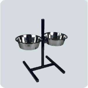 Подставка + 2 миски металлические 2*0,9л регулируемая квадратная бронза Зооник