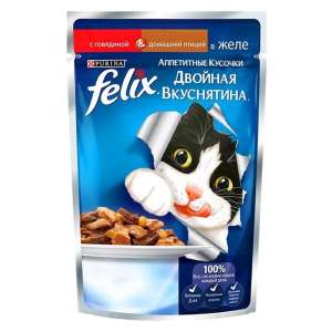 Феликс/Felix 85г двойной вкус корм для кошек говядина/птица 