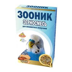 Зооник зерносмесь Стандарт для волнистых попугаев с орехами 500гр*14