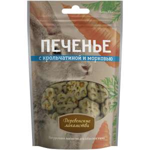 Деревенские Лакомства для собак Печенье с крольчатиной и морковью 100гр*10