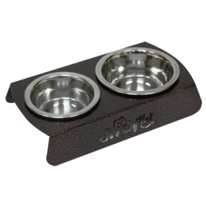 Подставка + 2 миски металлические 0,35л + 0,9л бронза Зооник