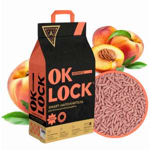 Наполнитель растительный комкующийся Персик Ok-Lock 11л/5кг*3