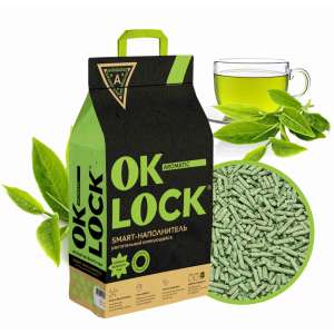 Наполнитель растительный комкующийся Зеленый чай Ok-Lock 11л/5кг*3