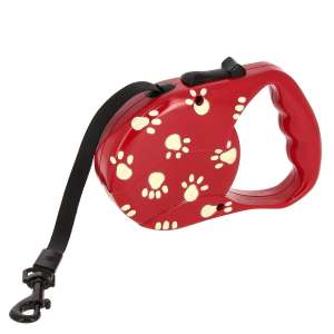 Рулетка ремень 3м до 20кг красный с белыми лапками Каскад