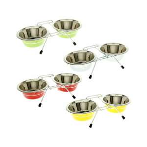 Миска металлическая двойная цветная с полоской VM-3000 (A) 240мл