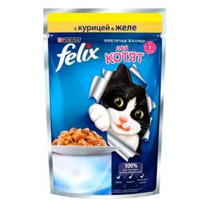 Феликс/Felix 75г корм для котят Курица в желе для кошек