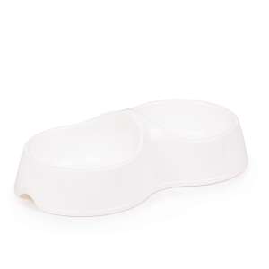 Миска пластиковая Лекси двойная 200мл белая 230*125*61мм Альтернатива