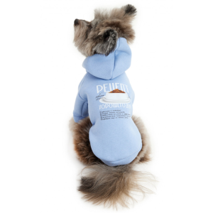 Толстовка с капюшоном LPK-0433 р.M, спинка 27см голубая рисунок миска LION 