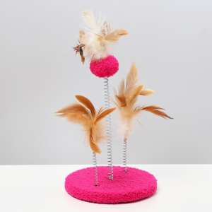Игрушка для кошек дразнилка Карнавальная на основании 15см коричневая/розовая Пижон для кошек