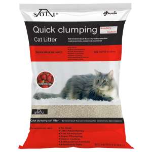 Наполнитель бентонитовый комкующийся А-Соли/A-Soli Clumping Strawberry клубника 5,6л/4кг*4