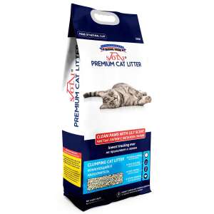 Наполнитель бентонитовый комкующийся с силикагелем А-Соли/A-Soli CleanPaws/Чистые лапки лилия 5л/4кг