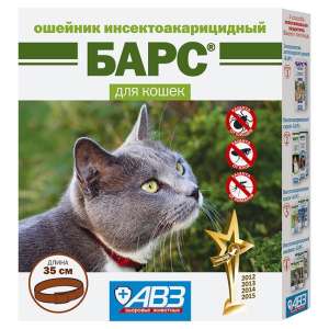 Барс ошейник для кошек инсектоакарицидный от блох,клещей,власоедов,вшей 35см*60