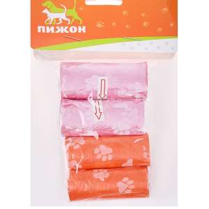 Пакеты для уборки за животными 4 рулона по 15 пакетов микс Пижон